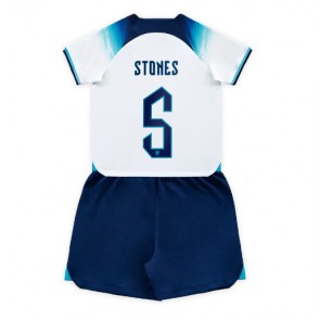 England John Stones #5 Replica Home Stadium Kit for Kids World Cup 2022 Short Sleeve (+ pants)
